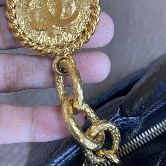 CHANEL Black Quilted Tote with Gold Charm - Picture 3 of 8